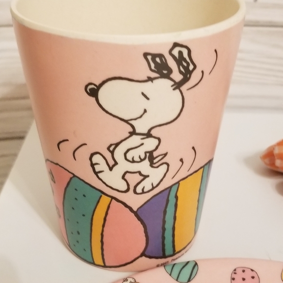 Peanuts Easter Holiday Snoopy Kids Eating Set New - Picture 3 of 4